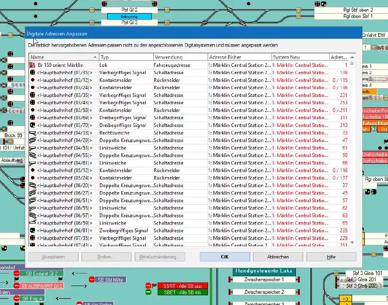 Wechsel der Zentrale im TrainController 11